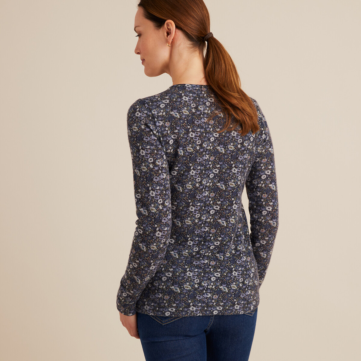 ANNE WEYBURN<br>Camiseta estampada, tecido escovado, efeito quente