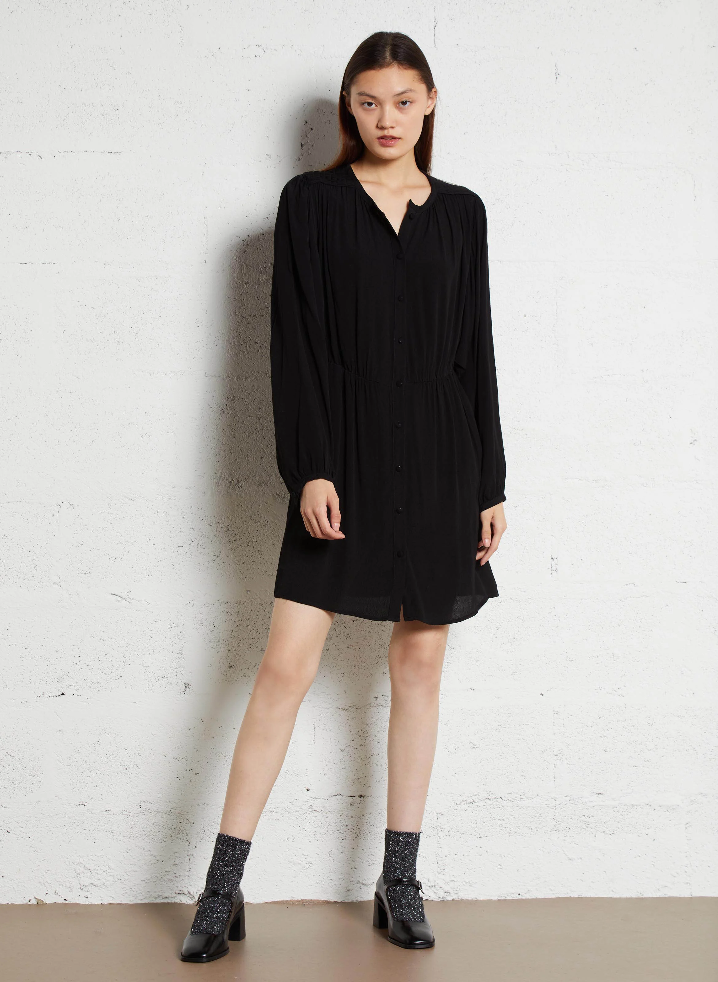 Robe boutonnée| Noir