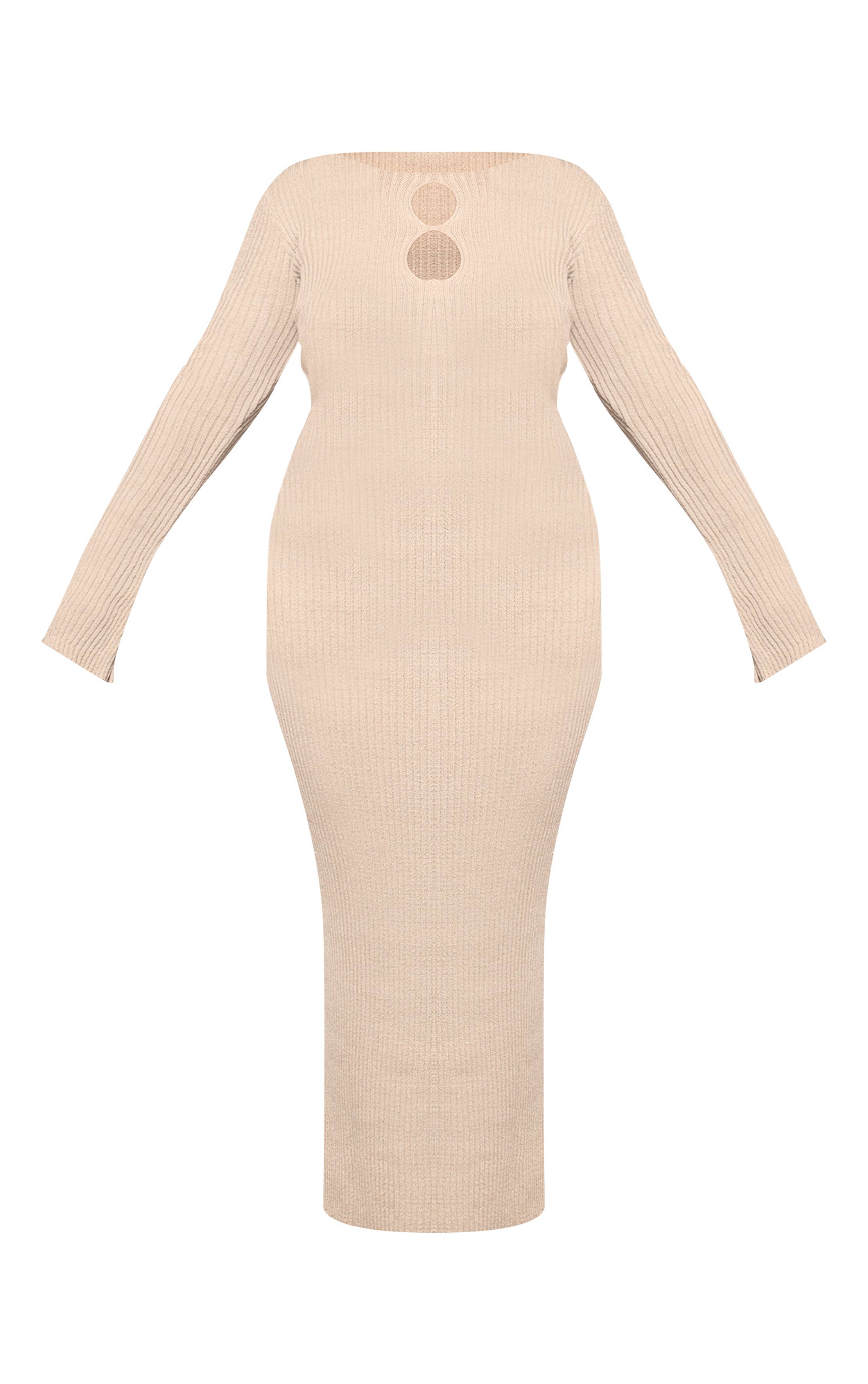 Avoine Robe Midi Grande Taille En Maille Côtelée Avec Découpe Au Décolleté