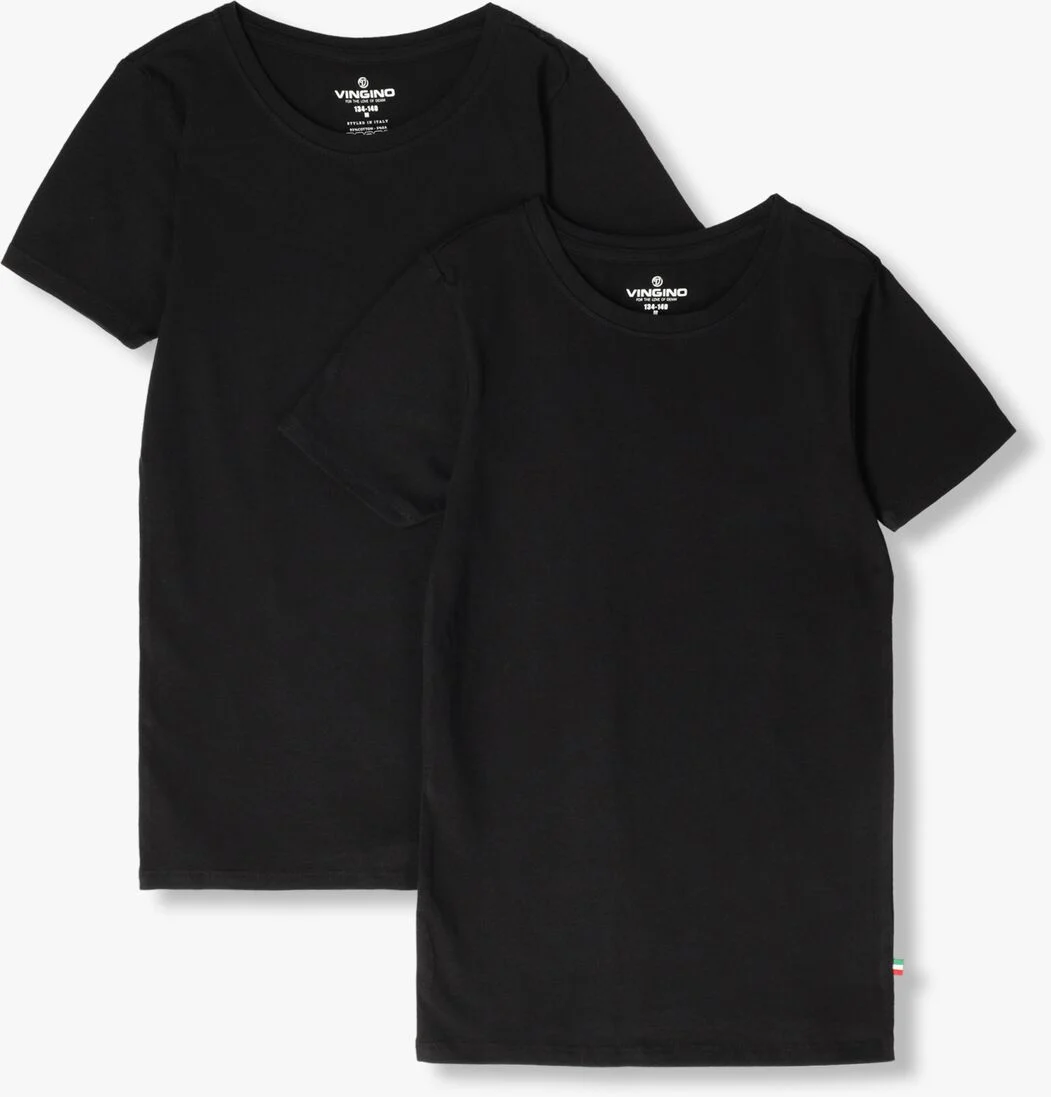 VINGINO zwarte vingino t-shirt boys t-shirt round neck (2-pack)
