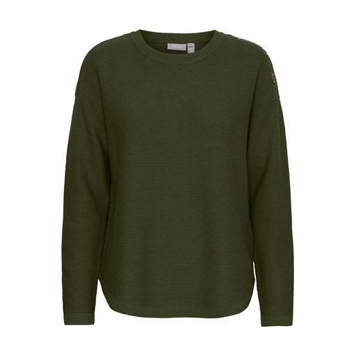Fransa Langærmet Striktrøje, Rifle Green Melange, S