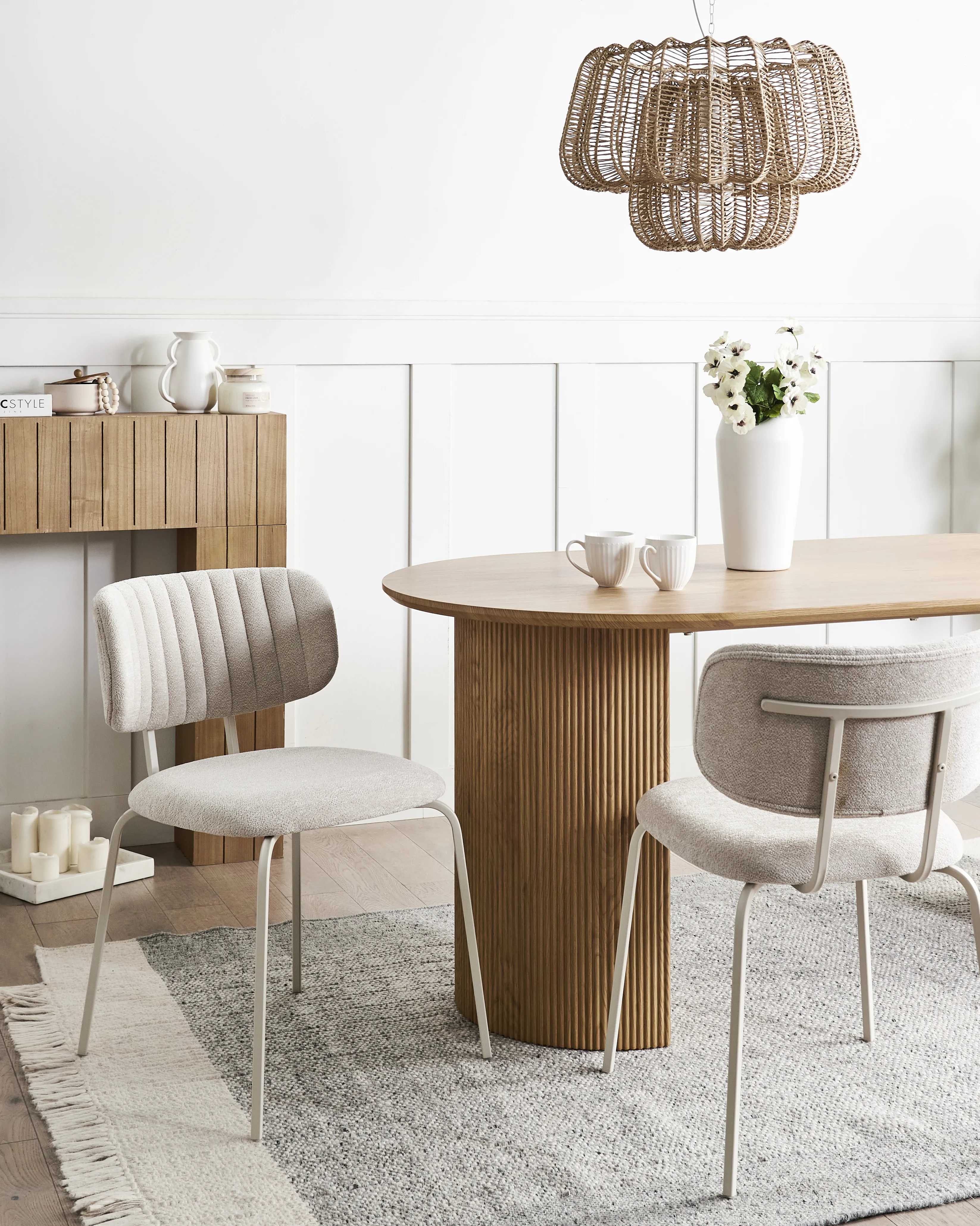 Set van 2 eetkamerstoelen IRINS Chenille Lichtbeige