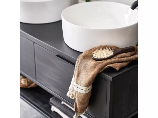 Meuble de salle de bain en bois recyclé et métal 120 cm