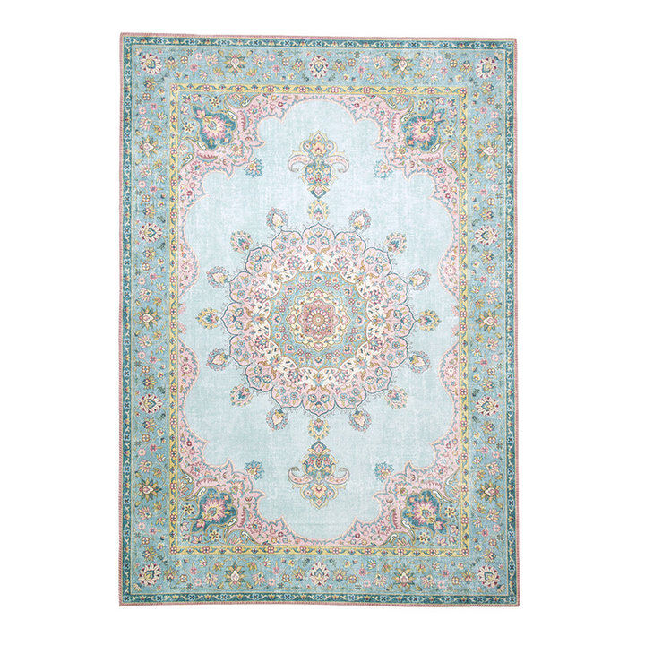 Vintage vloerkleed - Lily Medaillon Lichtblauw | Fleurig