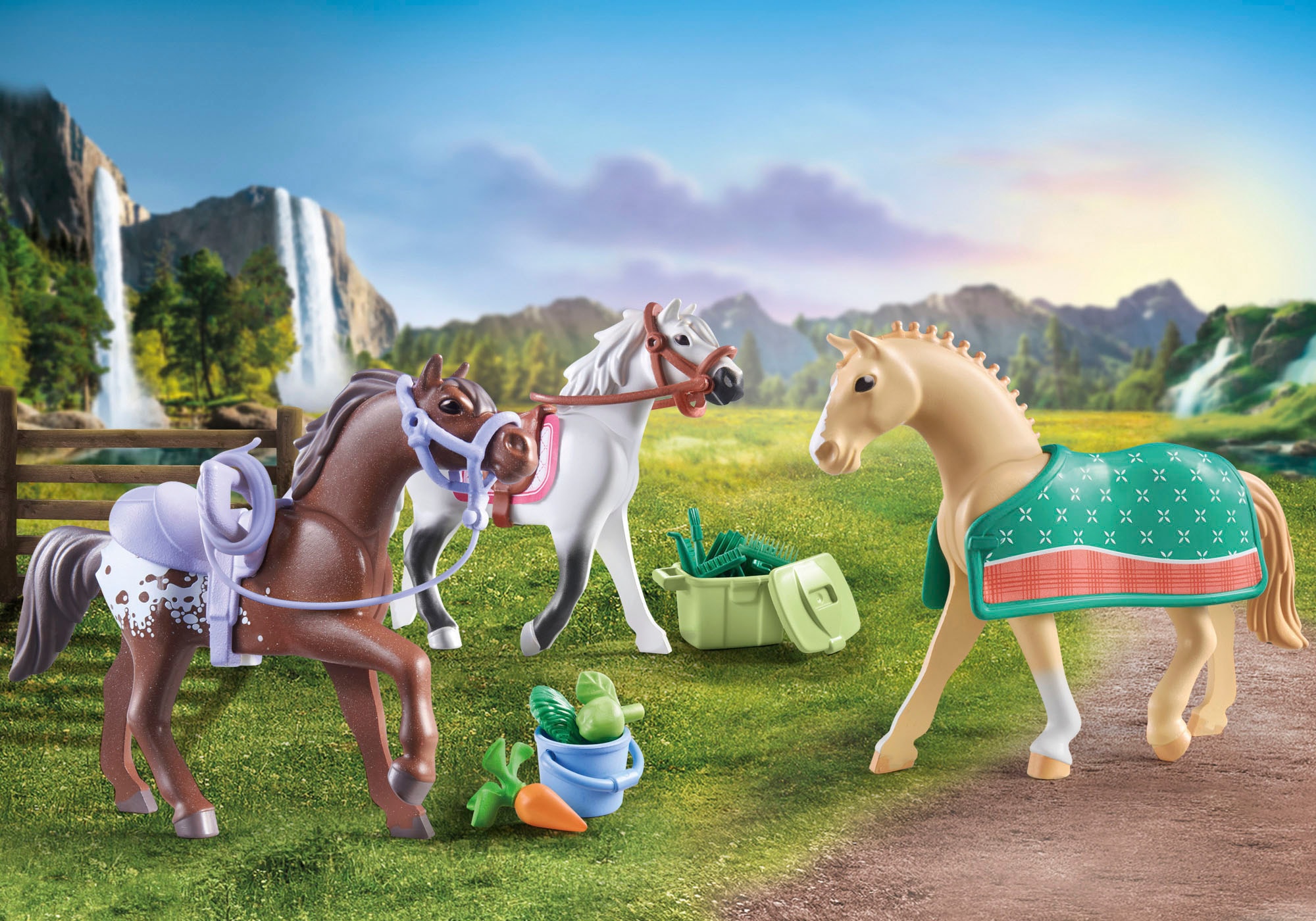 Playmobil® Konstruktions-Spielset »Morgan, Quarter Horse & Shagya Araber (71356), Horses of Waterfall« 3 Pferde