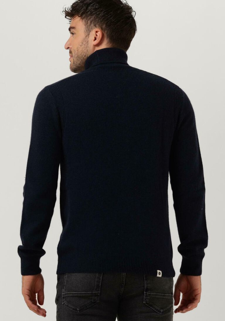 ANERKJENDT donkerblauwe anerkjendt coltrui aknico solid roll neck lambswool