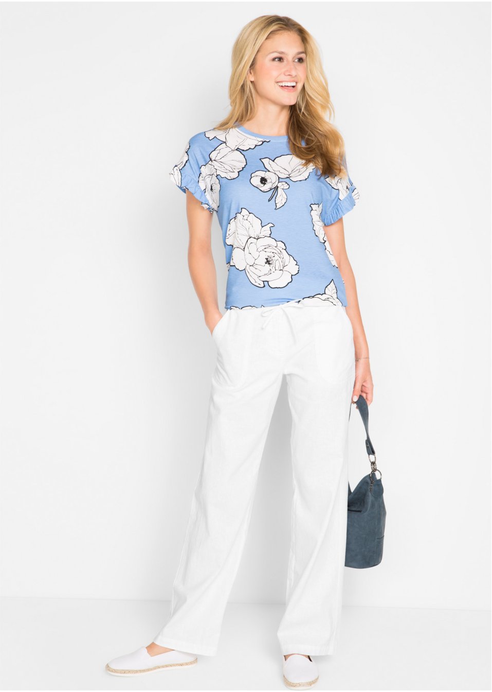 Pantalon large en lin majoritaire