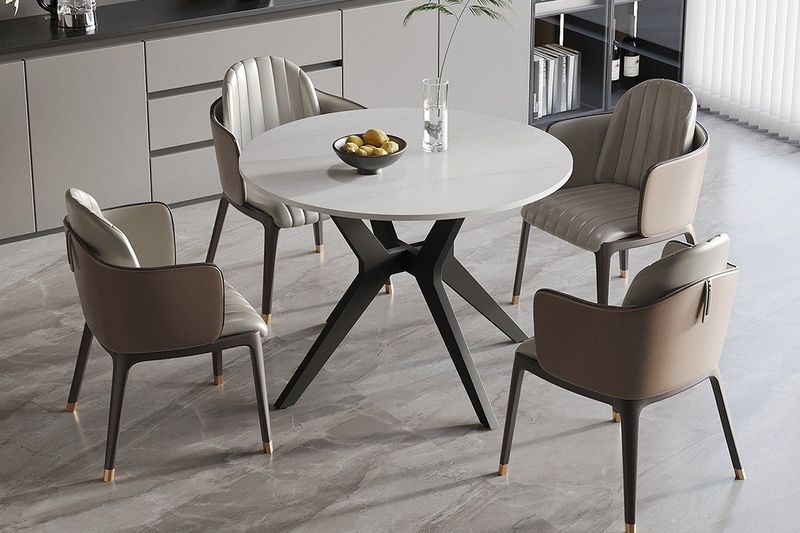 Apollo - Tafel - Rond - Glanzend Steen - Snow Wit
