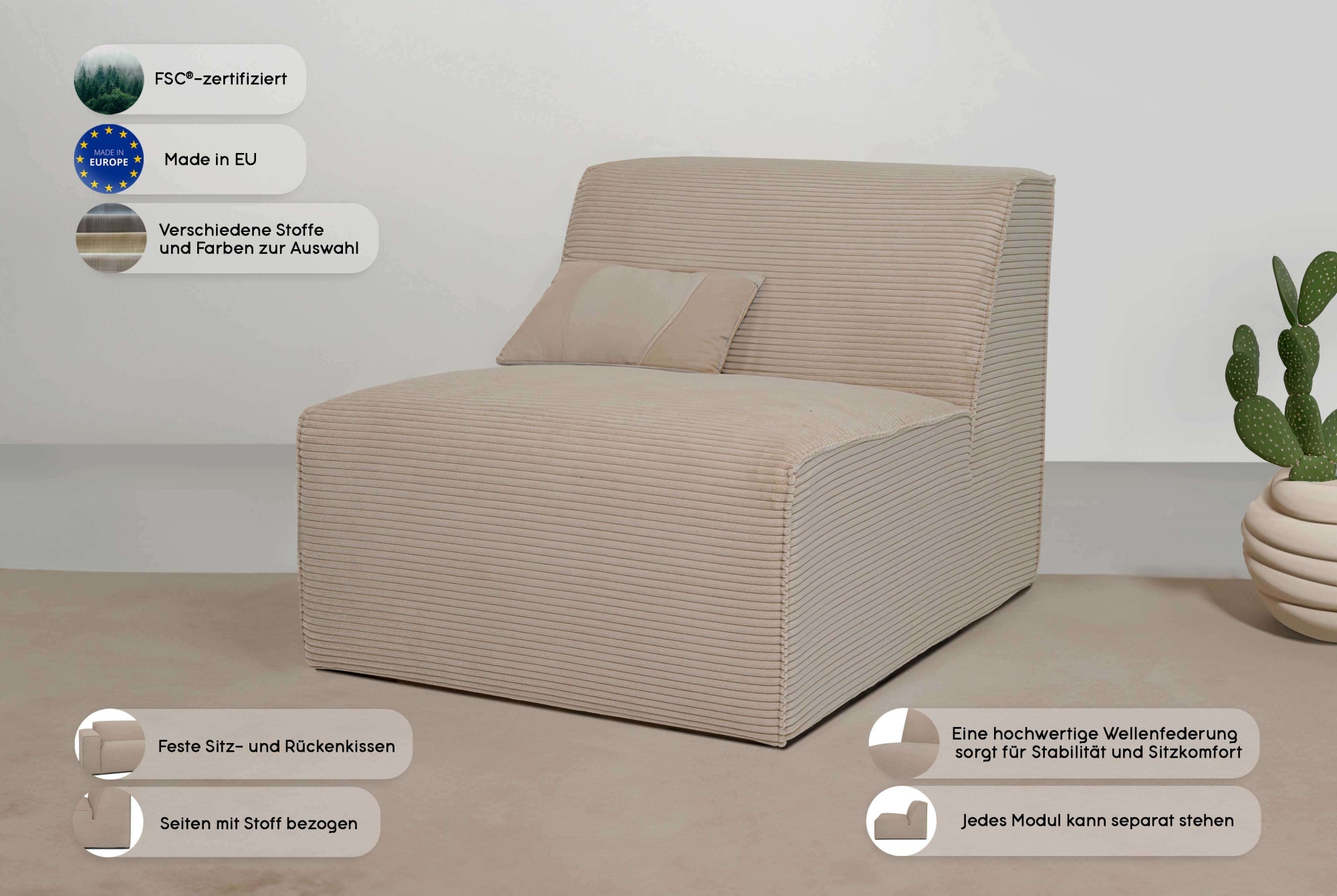 GOODproduct Sofaelement »Clayton« in einem trendigen Cord-Bezug