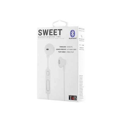 T'nB SWEET - Kit main libre - Ecouteurs filaire avec micro - intra-auriculaire - balnc