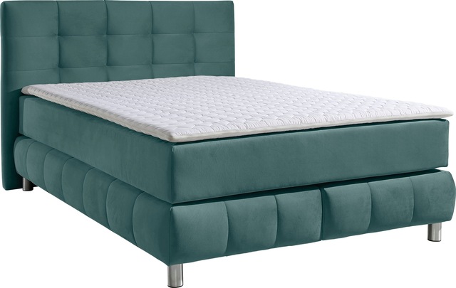 andas Boxspringbett »Salo XXL« in Samtoptik oder Struktur, 6 Breiten in Überlänge 220cm, 4 Härtegrade