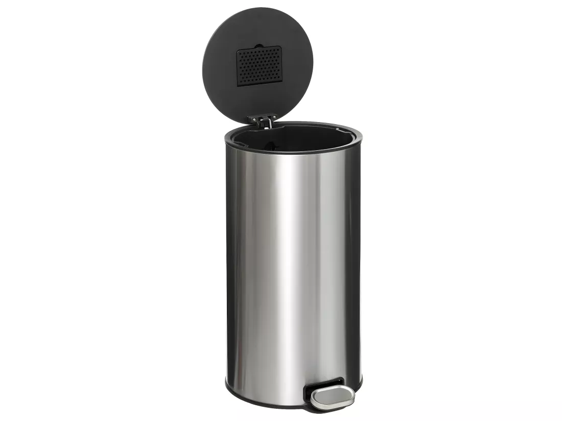 Poubelle ronde 30 Litres en Métal Gris acier