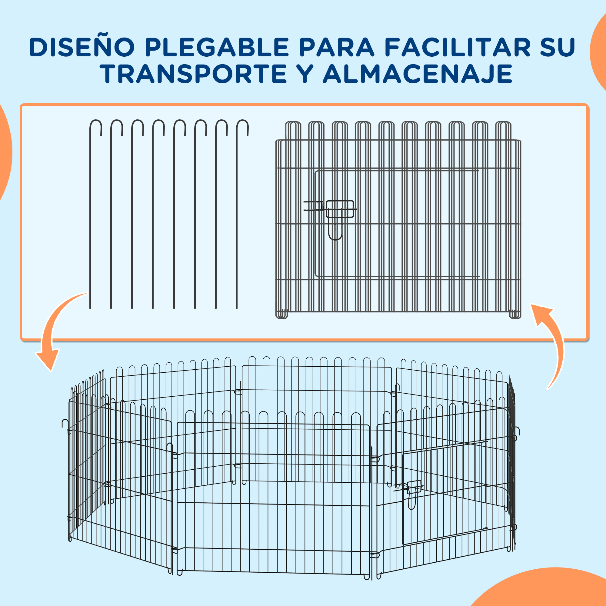 Conjunto de brinquedos para animais de estimação PawHut, cercado dobrável para cães com 8 painéis e comedouro elevado com 4 alturas ajustáveis, 71x61 cm, 43x25x30 cm, preto