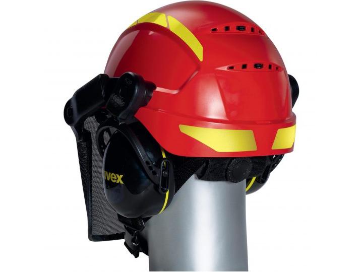 uvex Schutzhelm Pheos Forestry, Rot Forsthelm Komplettset