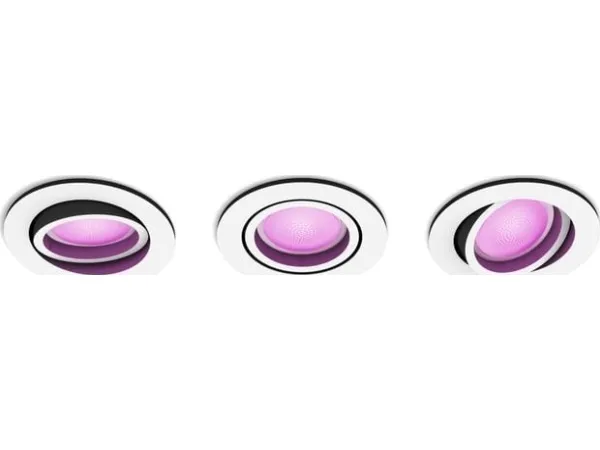 Philips Hue White and Color Ambiance Centura - Indlejret spotlys - LED-spot lyspære - GU10 - 5.7 W - klasse G - 16 millioner farver/varmt hvidt til koldt hvidt lys - 2000-6500 K - hvid (pakke med 3)