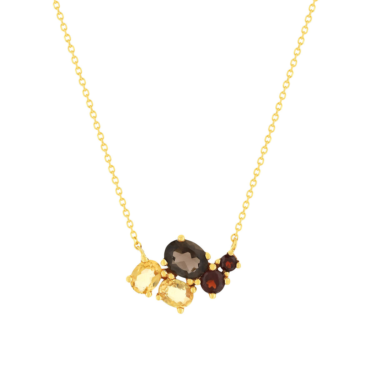 Collier or jaune 375 pierres fines 43 cm