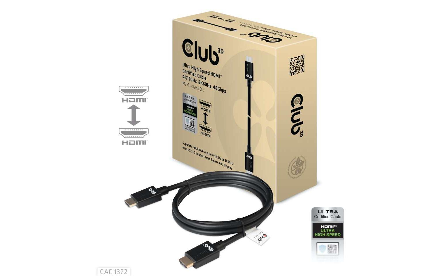 Kabel Ultra High Speed 4K120Hz, 8K60Hz HDMI 2.1 - HDMI, 2 mUltra High Speed HDMI 2.1-Kabel mit Unterstützung für Auflösungen bis zu 4K @ 120Hz oder 8K @ 60Hz