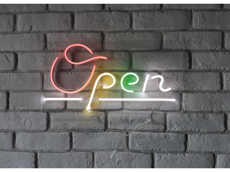 Vegas Lights LED Dekolicht Neonschild Open 38 x 21 cm Dekorative Innenbeleuchtung