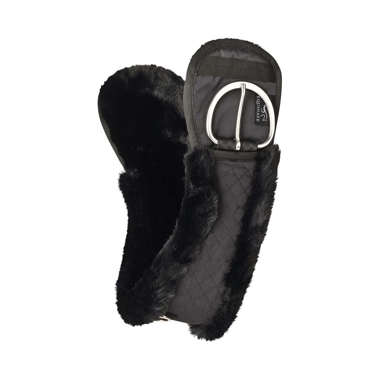 Equinate Western Mondgurt anatomisch mit synthetischem Lammfell schwarz 65 cm