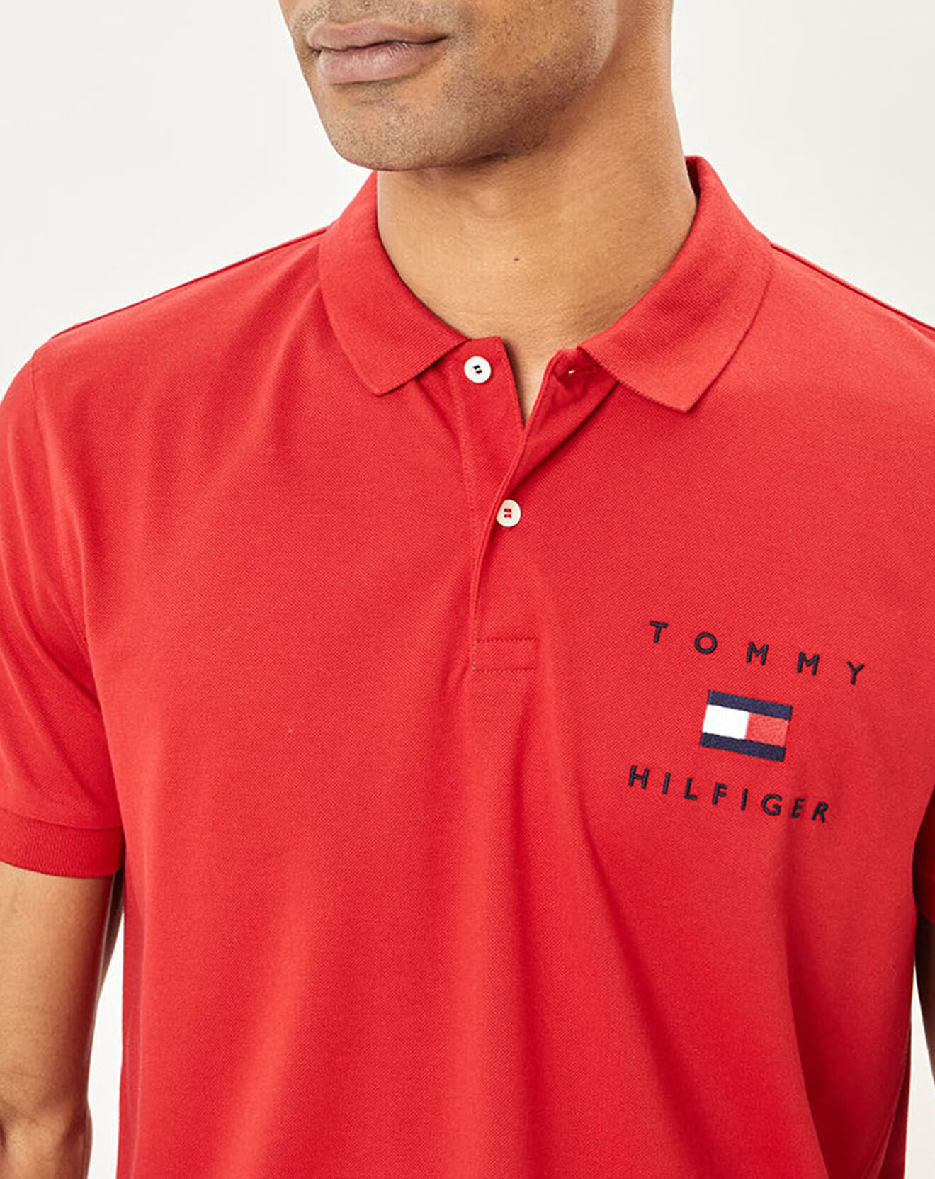 Tommy Hilfiger Polo Logo Flag Coton Bio rouge