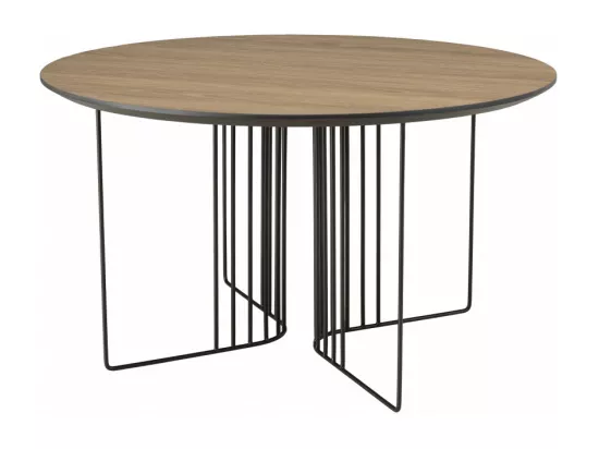 FLEUR - Table basse biseautée 70x70cm mocha pieds graphiques métal noir