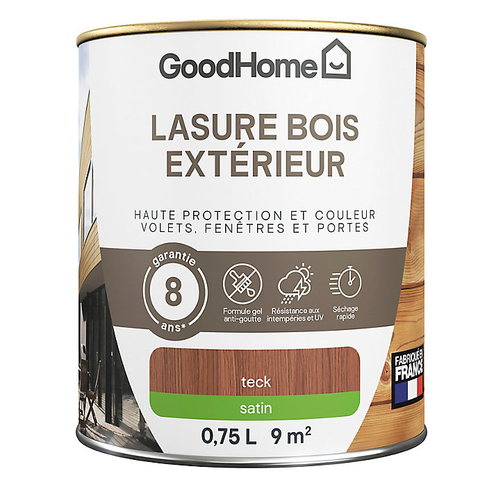Lasure extérieure teck satin 8 ans GoodHome 750ml