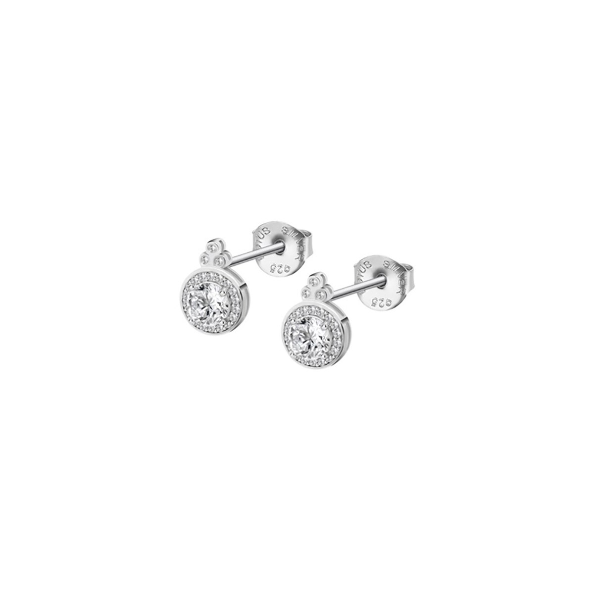 Boucles d'oreilles puce Lotus Silver argent et oxyde