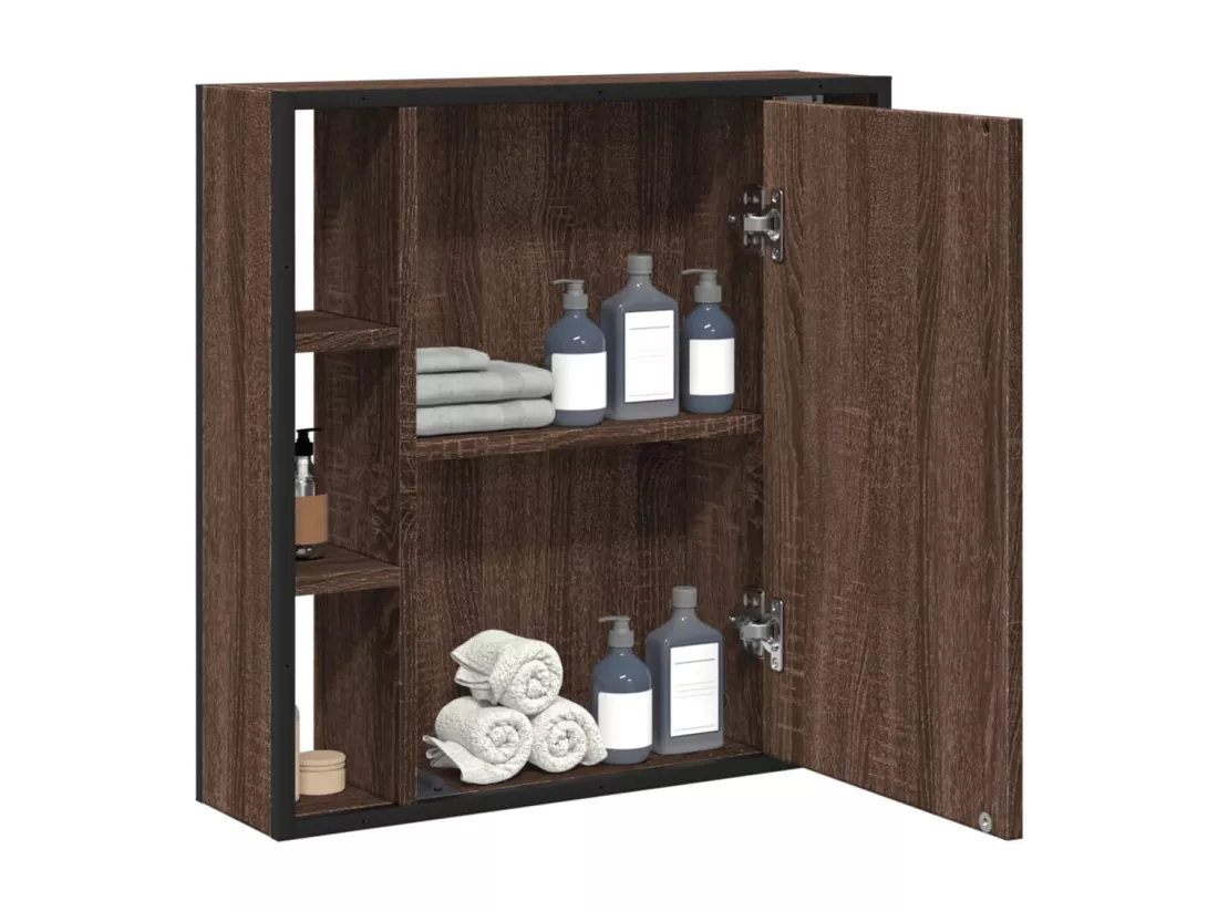 Prolenta Premium - Armoire à miroir de salle de bain chêne marron bois ingénierie
