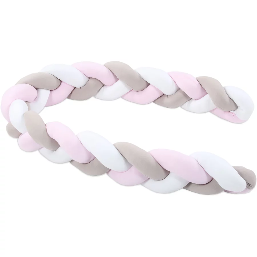 babybay® Nestchenschlange Zopfmuster weißbeigerosé 200 cm