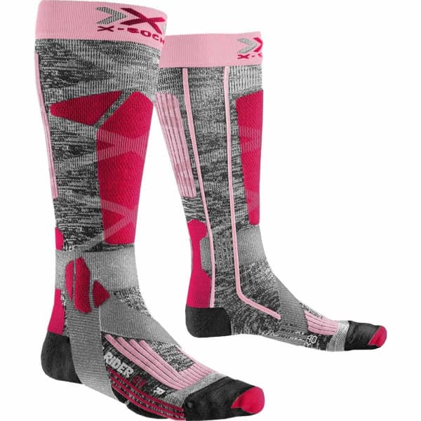 Chaussette de ski X-SOCKS SKI RIDER LADY 4.0 STONE GREY MELANGE/PINK