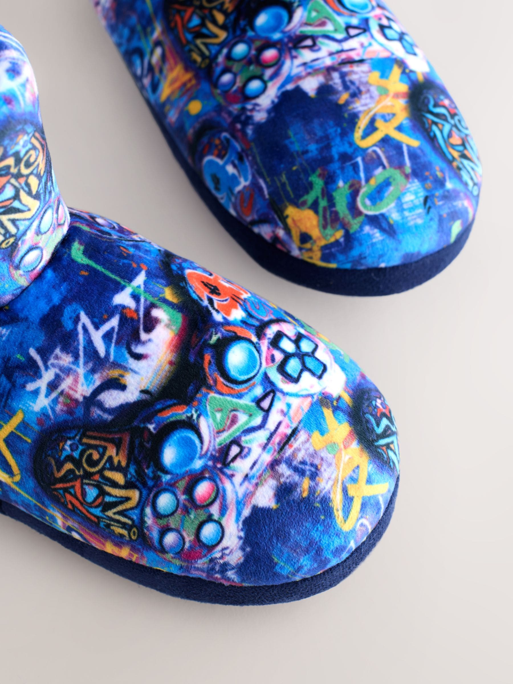 Blauw Graffiti Gamer - Comfortabele pantoffellaarzen