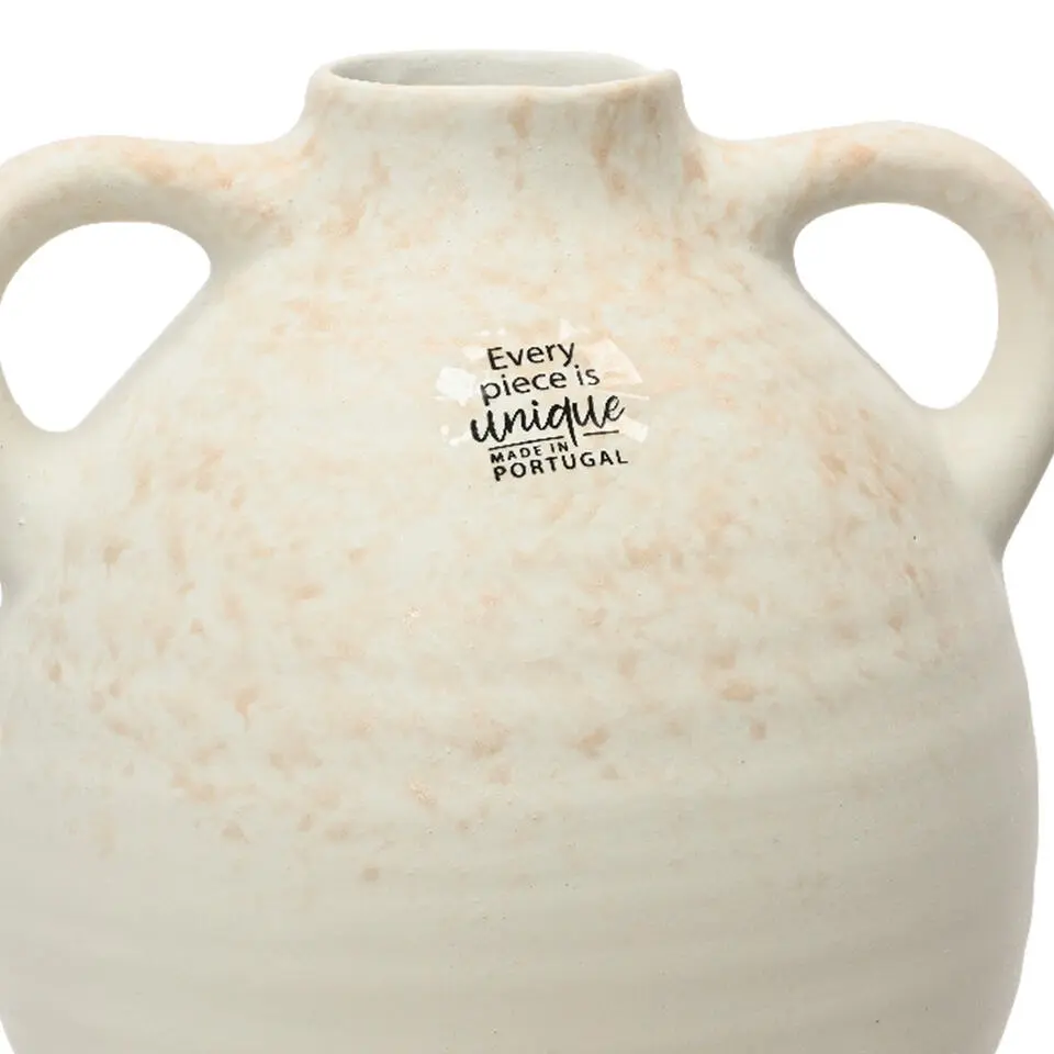 Decoris Vaas kruik model - terracotta - wit - D17 x H17 - vintage