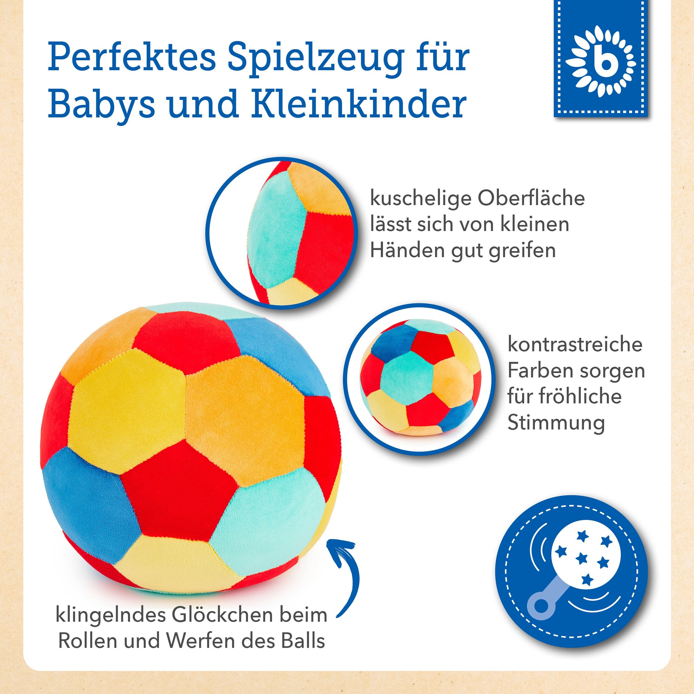 Bieco Softball Baby Rassel - ab 6 Monate Mehrfarbig