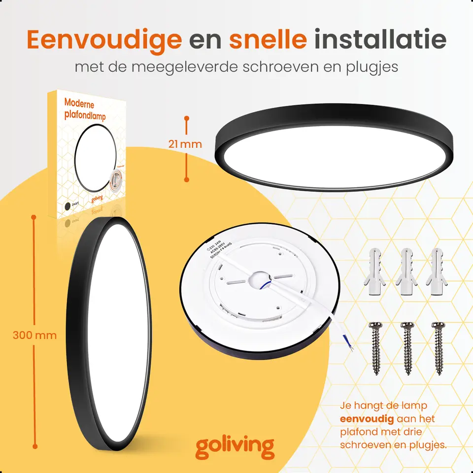 Goliving Plafondlamp - Plafonnière - LED - Ø23cm - Wit