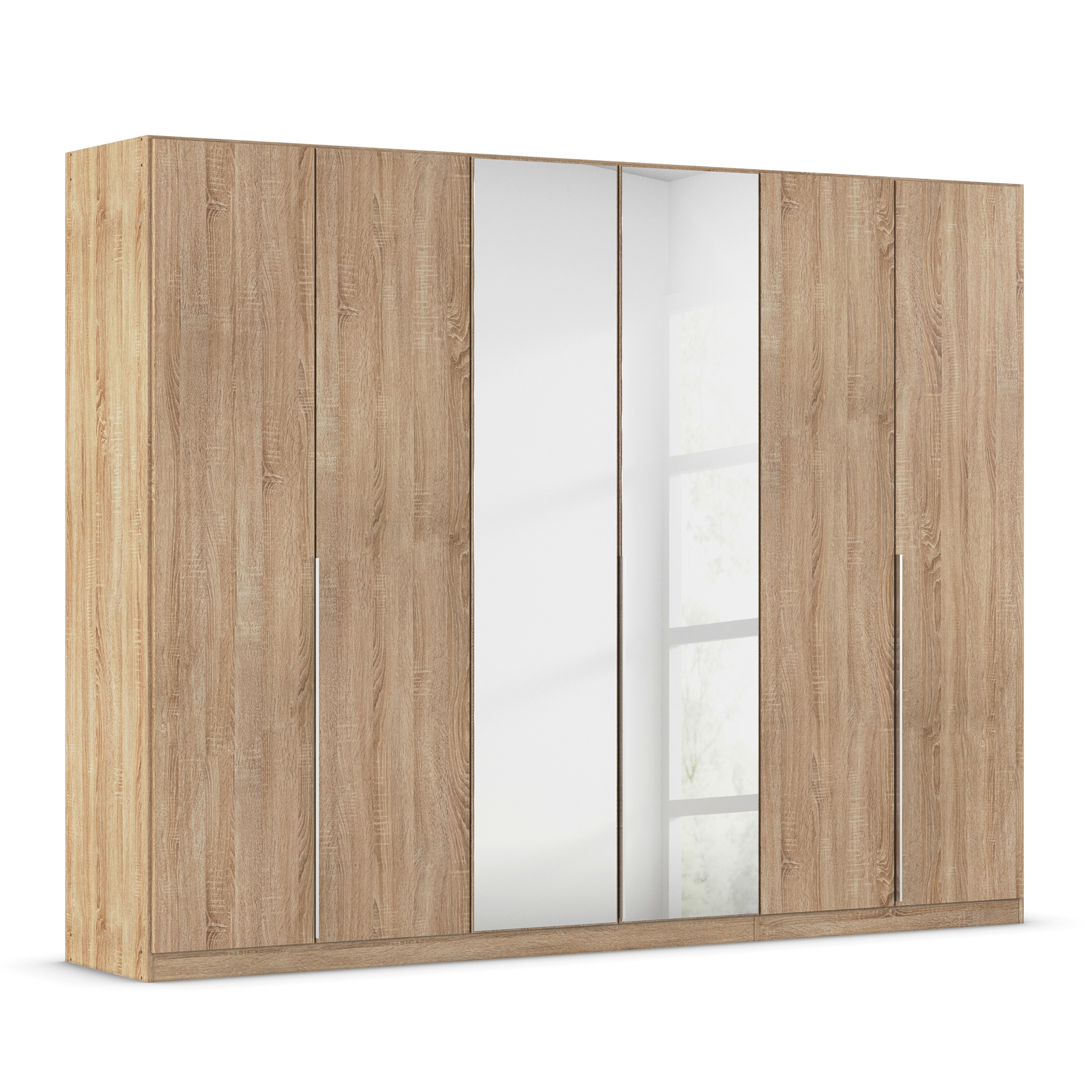 Drehtürenschrank - Sonoma Eiche - Kristallglasspiegel - 6-türig - 271x210 cm