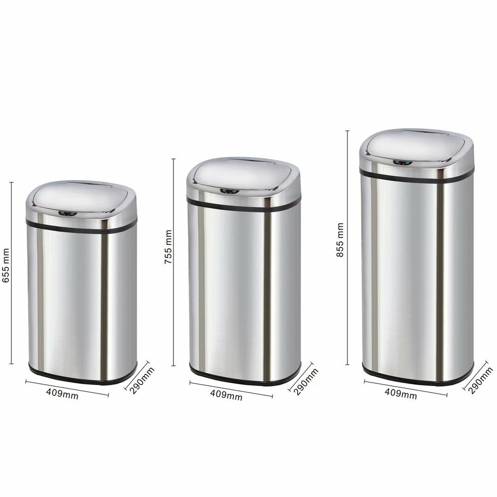 Poubelle de cuisine automatique majestic argent acier inoxydable 68l