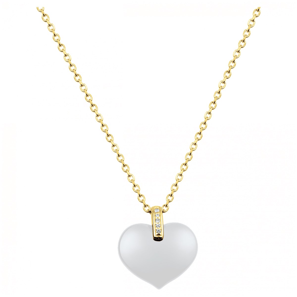 Collier en Plaqué Or avec oxyde de zirconium blanc