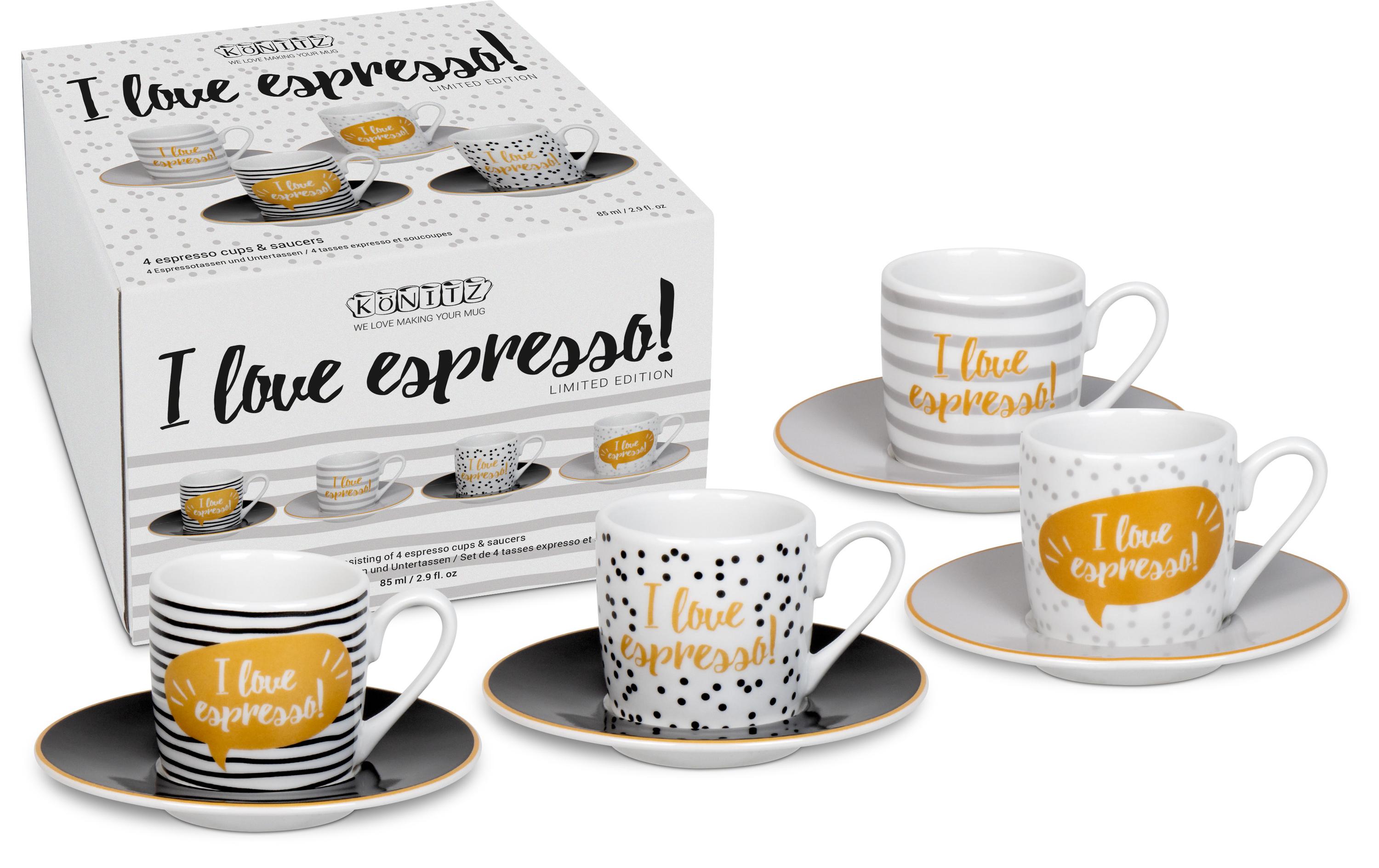 Espressoset im GK Love Espresso 85 ml, Weiss4er-Set Espressotassen