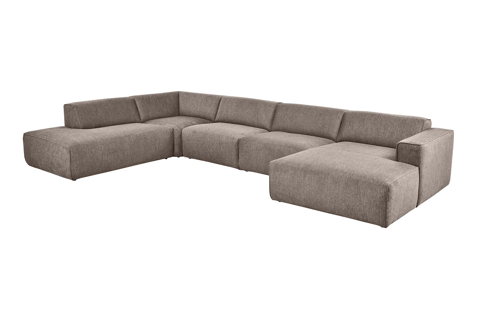Enjoy U-sofa oppsett Åpen ende venstre liten, hjørne, 2-seter, sjeselong høyre liten i tekstil Brego 34 Stone med sorte ben