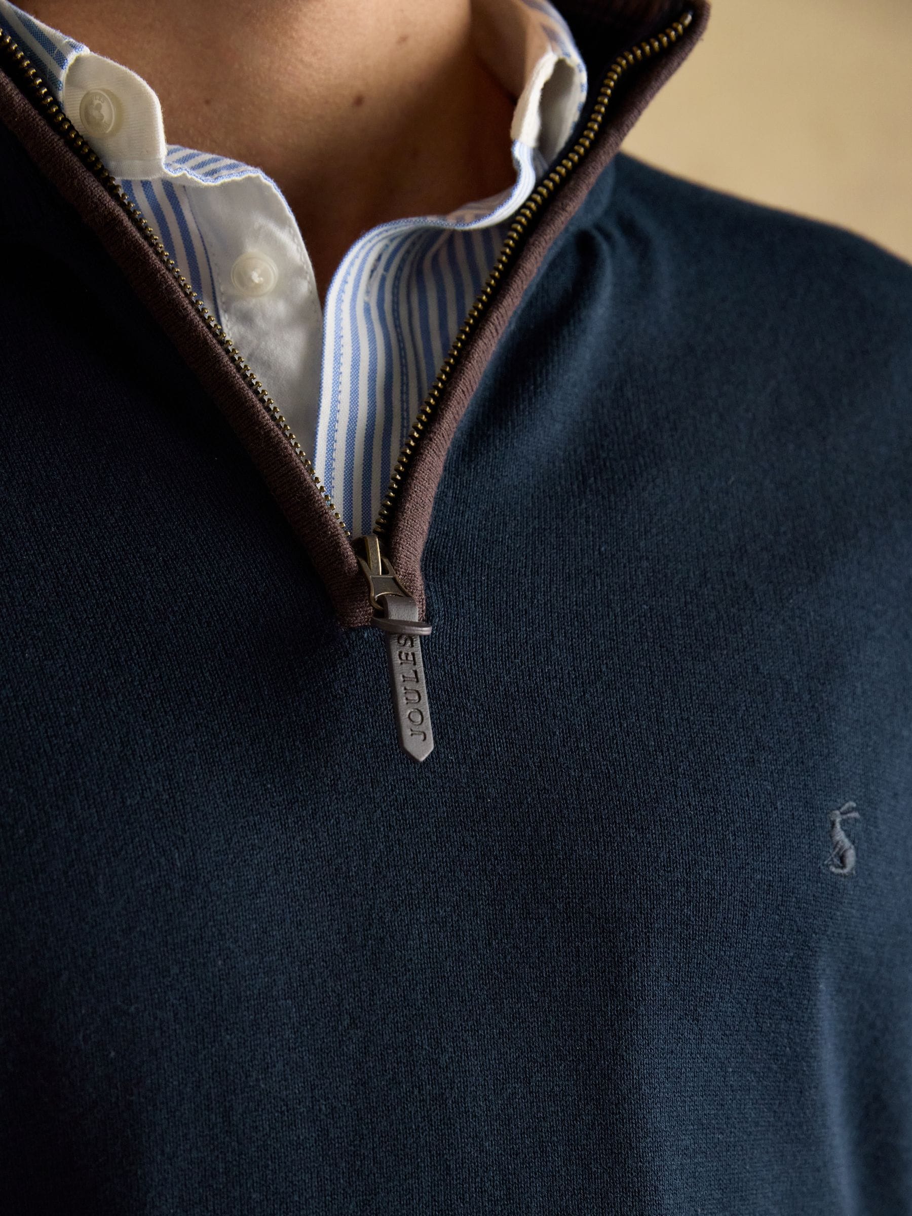 Marineblauw - Joules Hillside Quarter Zip Knitted Jumpers 2 Pack