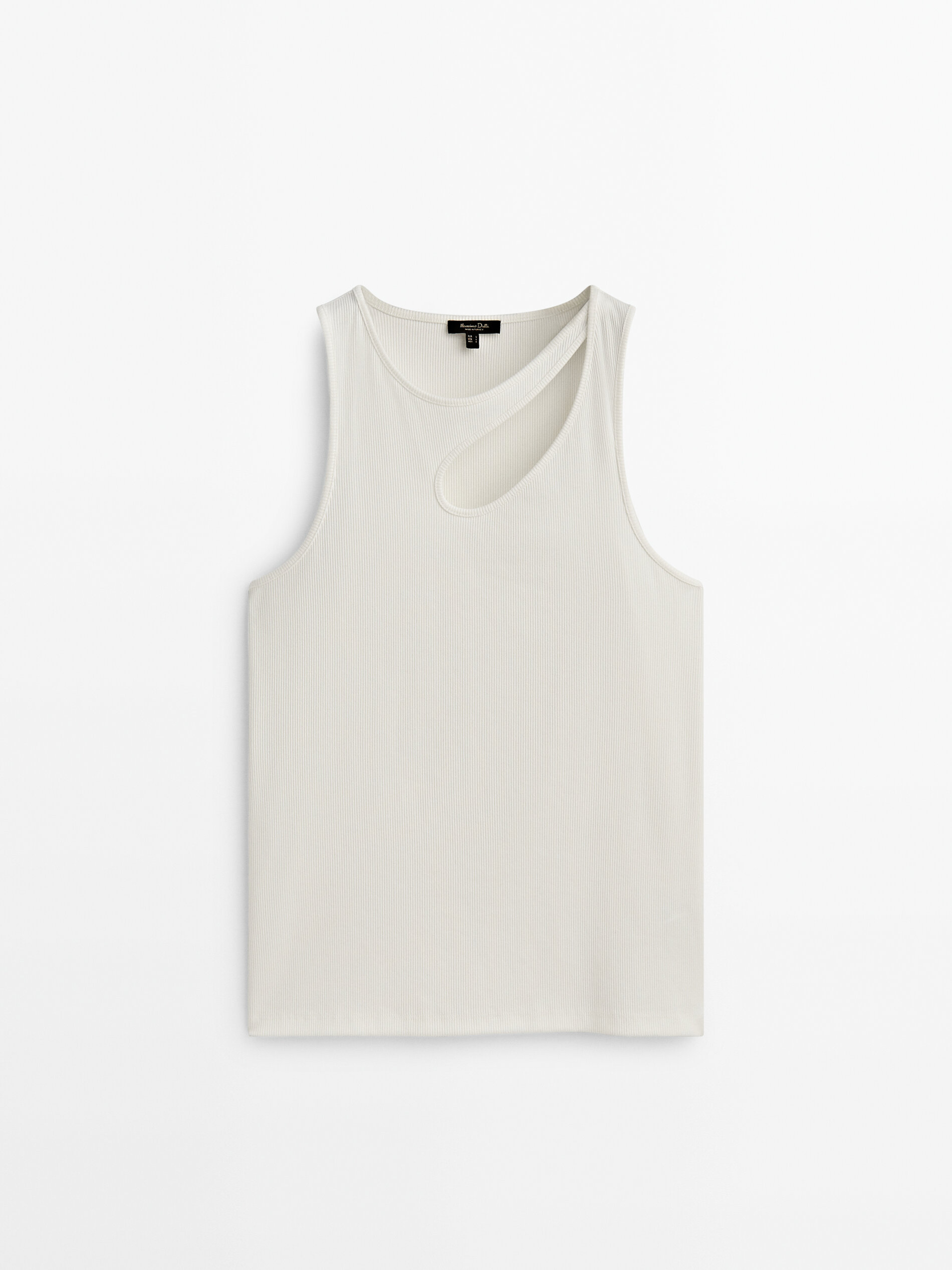Camiseta cortada canalé - CRUDO