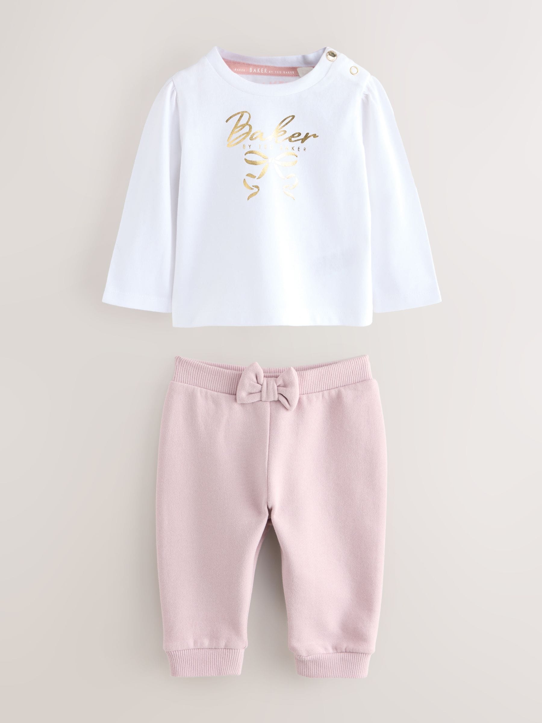 Baker by Ted Baker 3 Piece Dusky Pink Zip-Through Hoodie, T-Shirt & Joggers Set