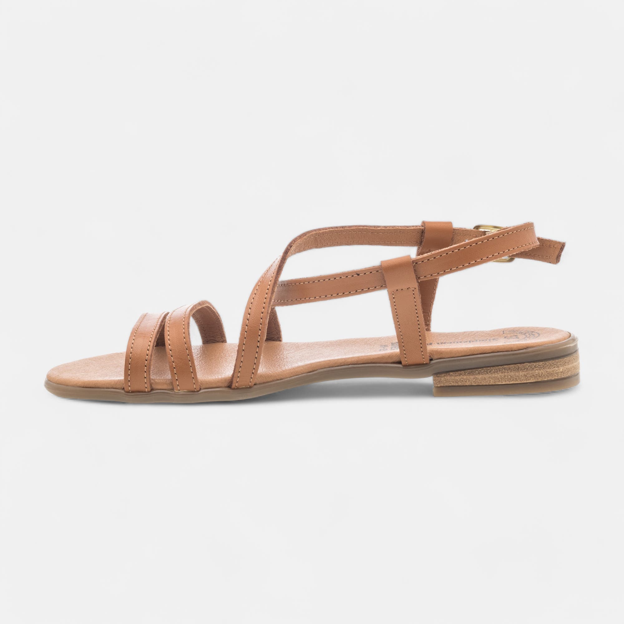 Nu-pieds Femme en cuir cognac
