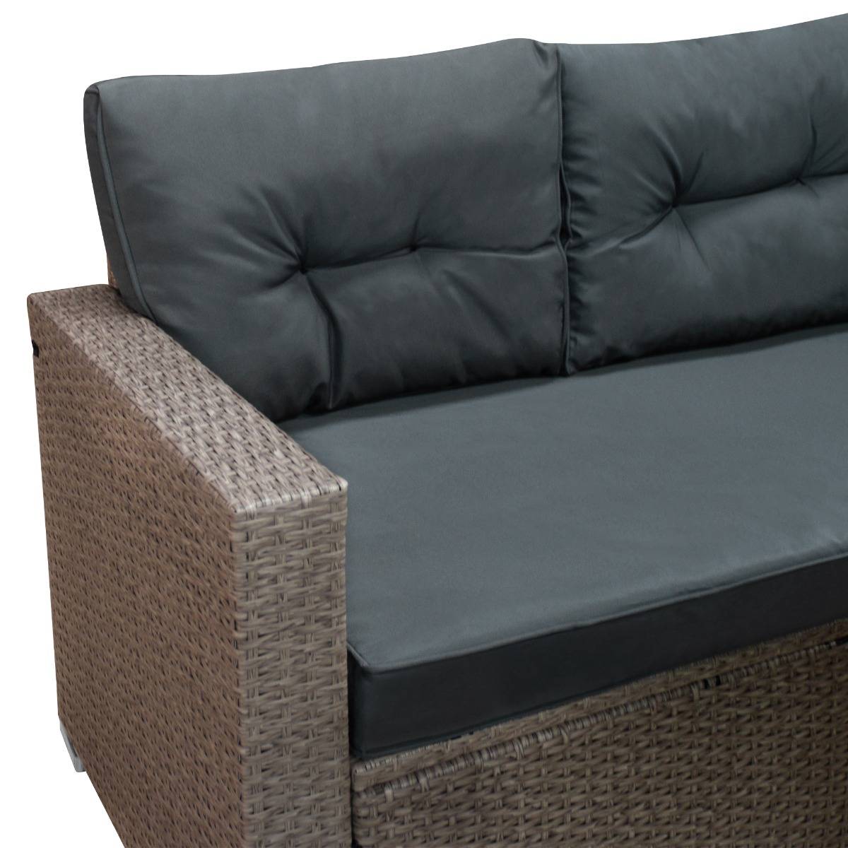 Conjunto de móveis de canto para jardim em rattan - Cinza