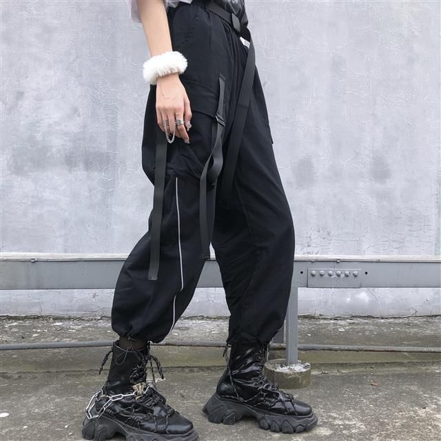 Sisyphi - Hoge taille effen harem cargobroek