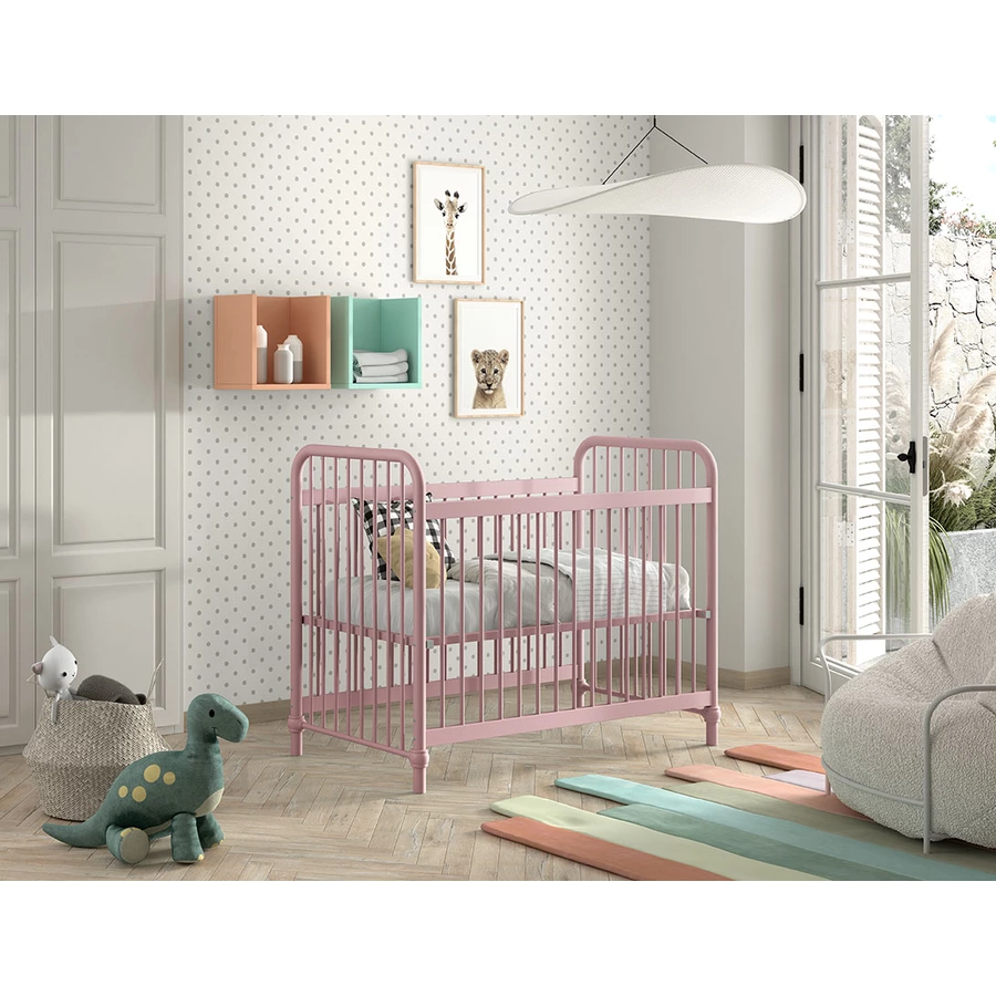 VIPACK Babybett BRONXX 60 x 120 cm pink matt