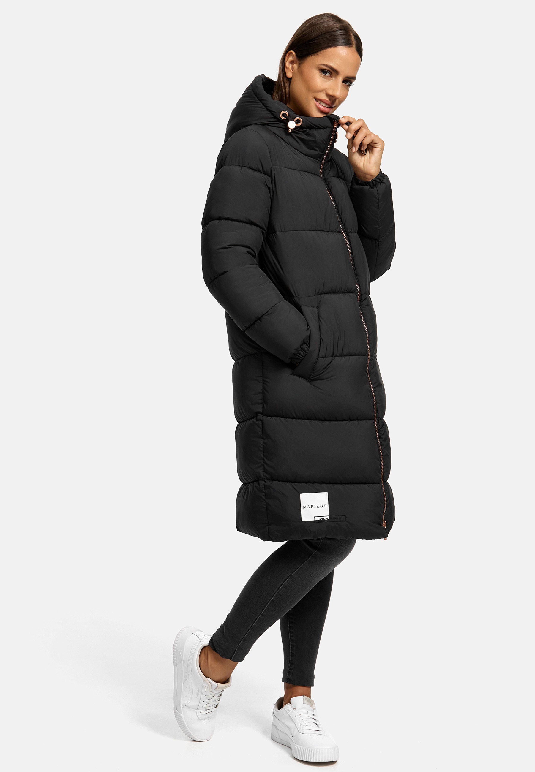 MARIKOO Damen Winter Steppmantel Stepp Jacke Mantel Parka warm mit Kapuze Nomadiaa