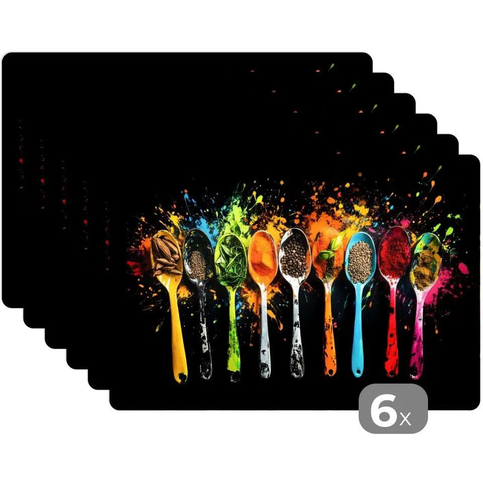 MuchoWow Placemat (6stuks) 45x30cm Lepels Kruiden Modern