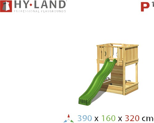 Hyland Project 1 houten speeltoren met glijbaan, groen