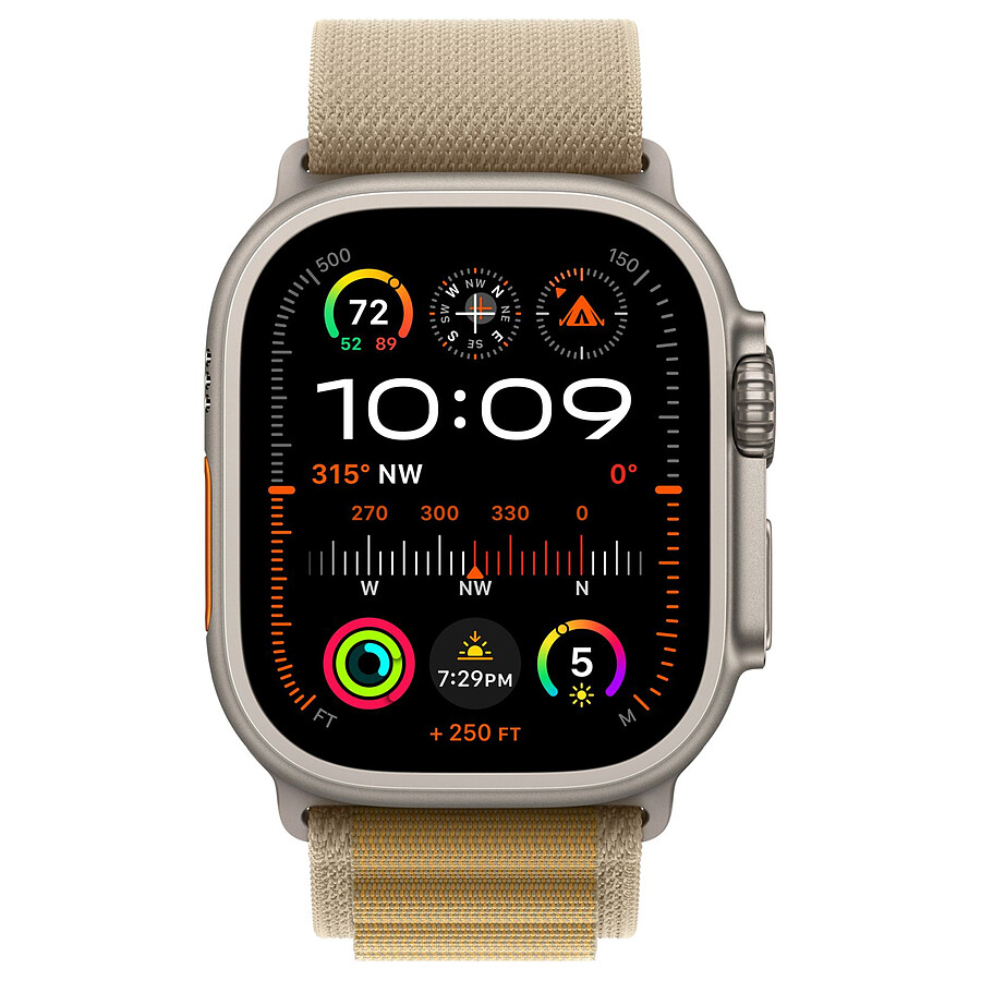 Apple Watch Ultra 2 GPS + Cellular 49 mm - Titane Naturel - Bracelet Alpine Sahara L